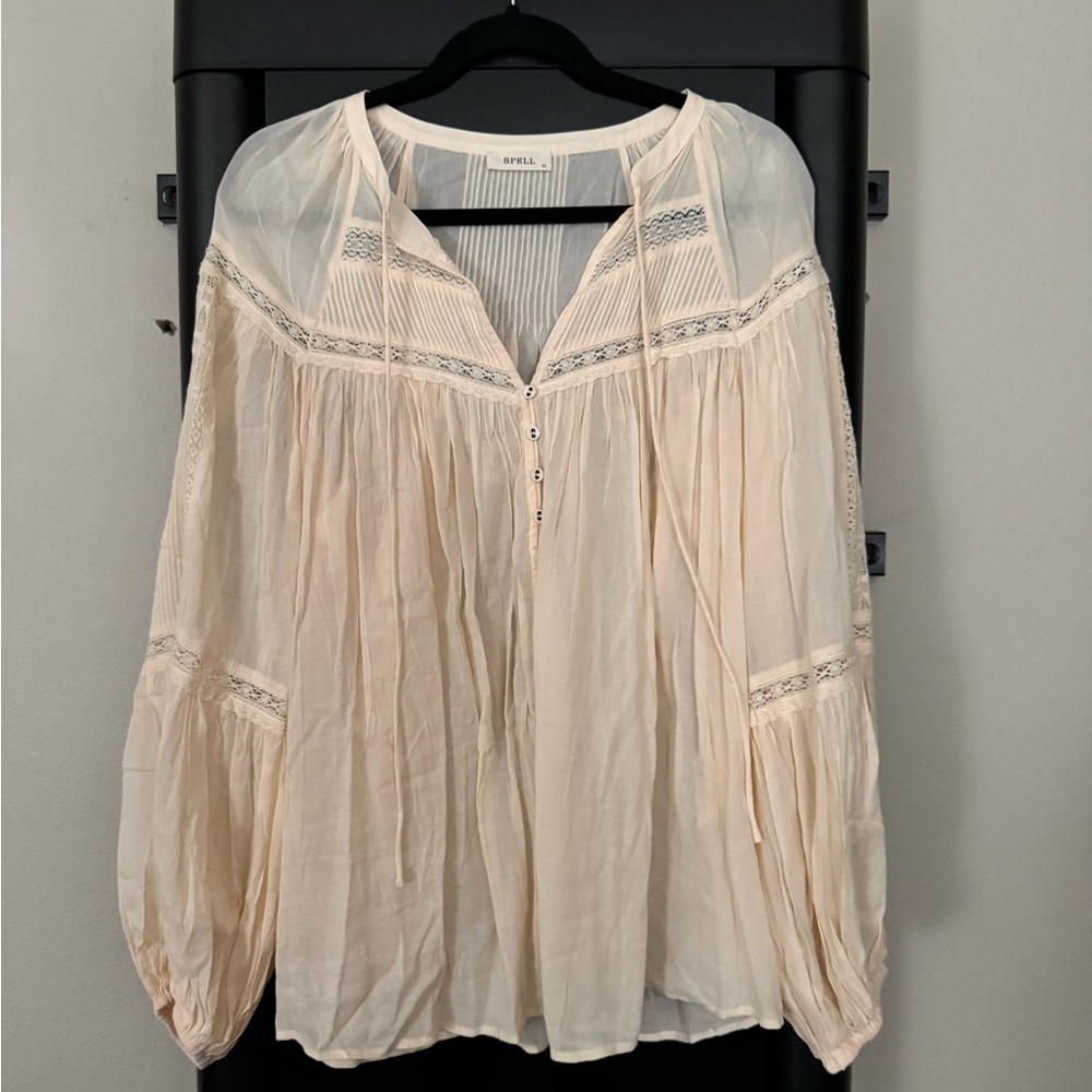 Spell Teodora Blouse white smoke nwot